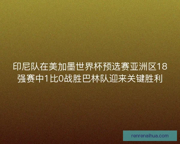 印尼队在美加墨世界杯预选赛亚洲区18强赛中1比0战胜巴林队迎来关键胜利 印尼队在美加墨世界杯预选赛亚洲区18强赛中1比0战胜巴林队迎来关键胜利